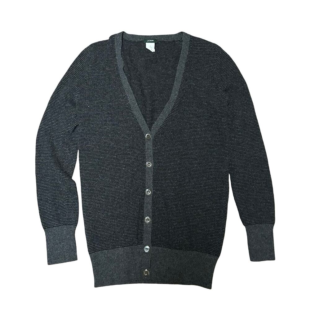J.Crew Cashmere Wool Blend V-Neck Cardigan Sweater Womens XS Gray Minimalist